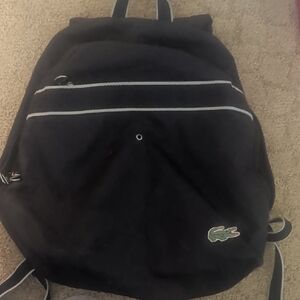 Lacoste Classic Black Backpack with White Accents